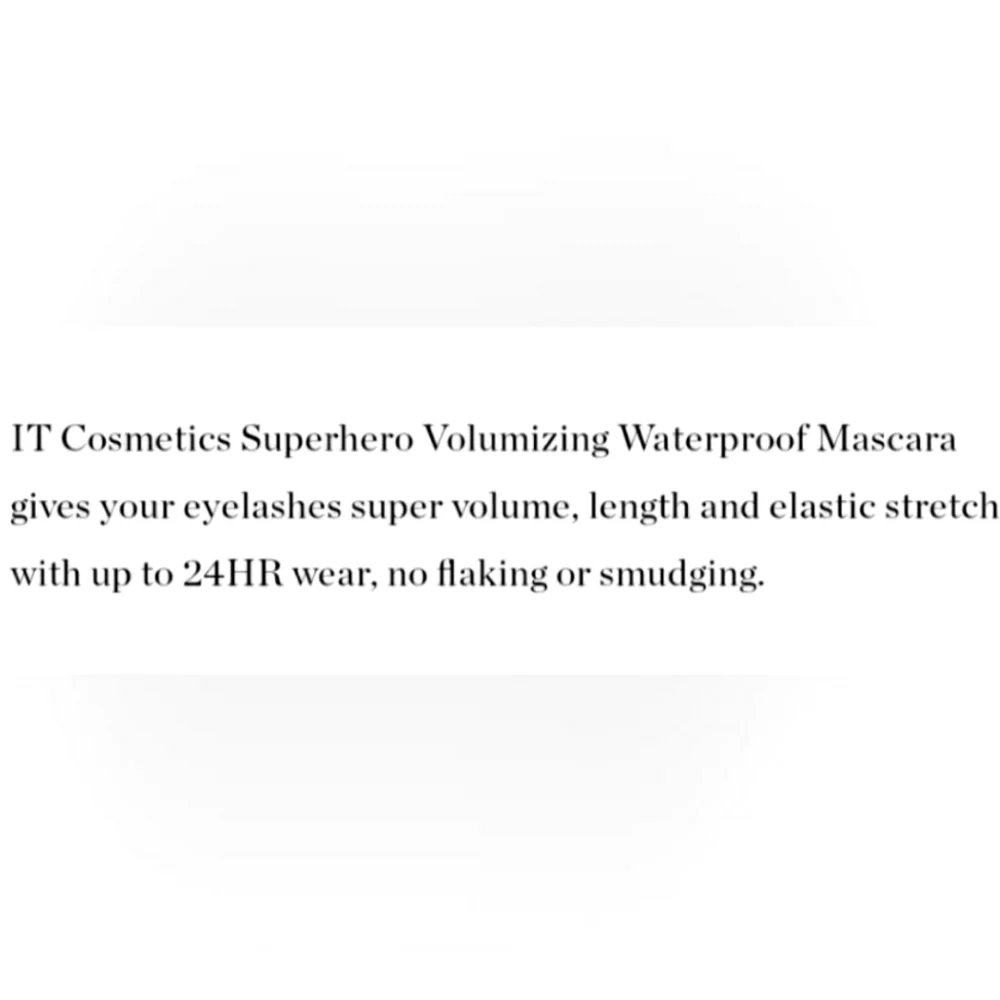 IT COSMETICS SUPERHERO VOLUMIZING WATERPROOF MASCARA.